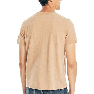 T-shirt à manches courtes pour homme en coton chiné bleu clair, coupe classique, doux et respirant - Product Image 5