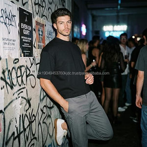 T-shirt court et ample pour homme – Coton épais 300 GSM, coupe oversize streetwear à épaules tombantes - Product Image 5