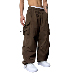 Trendy Men Loose Fit Baggy <b>Cargo</b> Pant Wide Leg Streetwear Style Custom Logo Fashion Bottoms For Men Urban Outfits Wear Pants - Product Image 2