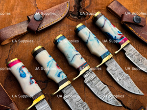 Cuchillos de cinturón EDC de acero de Damasco al por mayor con mangos distintivos para tiendas de artículos de caza y distribuidores de productos para exteriores - Product Image 3