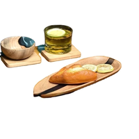 Plateau de service rectangulaire en verre avec incrustation de shagreen rose, design moderne, durable, pour la salle à manger, en bois de cèdre, pour la présentation des couverts