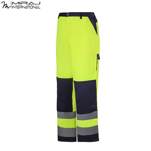Pantalones de Seguridad de Alta Visibilidad para la Construcción, Duraderos, Color Amarillo con Paneles Oscuros en Contraste, Pantalones de Trabajo, Precio al por Mayor - Product Image 2