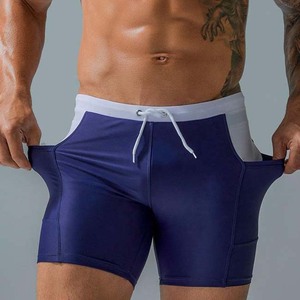Short de bain décontracté pour homme, color block, bleu marine et blanc, avec cordon de serrage à la taille, séchage rapide - Product Image 5