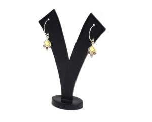 Boucles d'oreilles pendantes géométriques en argent 925 avec citrine et strass roses pour un usage quotidien féminin - Product Image 2