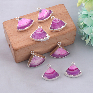 Bán buôn tím năng lượng mặt trời Thạch Anh Kết nối Bạc mạ điện Slice nối vòng lặp đơn handmade tự làm đồ trang sức làm kết nối - Product Image 1