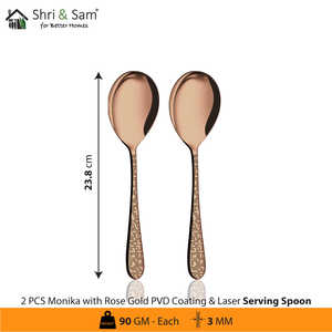 Couverts en acier inoxydable avec revêtement PVD or rose et service de vaisselle élégant Monika gravé au laser - Product Image 6