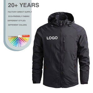 Chaqueta Cortavientos Ligera e Impermeable para Hombre, con Capucha, Cierre Frontal con Cremallera, Tejida, Informal para Exteriores, Talla XL - Product Image 1