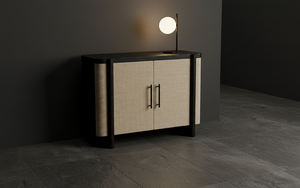 Buffet moderne à 2 portes en chêne massif pour salon - Rangement résistant à l'eau avec design minimaliste - Product Image 4