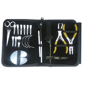 Accessoires professionnels pour pose de micro-anneaux avec pince à boucle, instrument d'ouverture, ciseaux à cheveux, pinces de maintien et kit de perles métalliques - Product Image 1