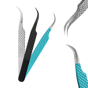Pinzas Curvas Resistentes para Pestañas con Punta de Precisión para Creación de Abanicos, Pinzas con Punta de Fibra para Extensión de Pestañas, Empaque Personalizado por Bahasa Pro - Product Image 4