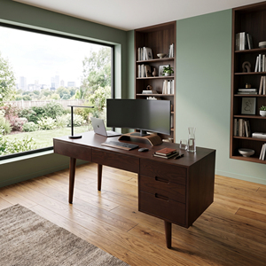 Luxury Modern Oak Wood Pedestal Desk 2 Drawers Storage <b>Cabinet</b> Durable MT Furniture 3-Year Warranty Freestanding <b>Office</b> - Product Image 2