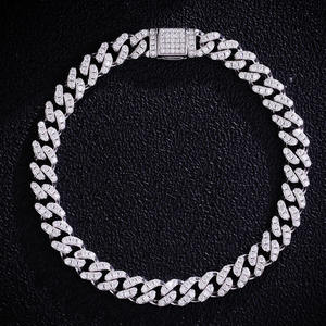 Luxury Iced Out Cuban Link Hip Hop Chain White Gold Finish <b>Statement</b> <b>Necklace</b> for Men Women Premium Streetwear Fashion Jewelry - Product Image 1