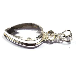 Pendentif en cristal argent sterling 925, bijoux indiens faits à la main avec pierres précieuses, collier élégant pour femme, à porter au quotidien - Product Image 4