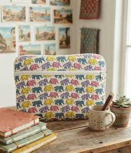 Bolsa de Cosméticos de Algodón con Estampado de Elefantes Coloridos, Cierre de Cremallera, Estilo Bohemio, Organizador de Viaje para Uso Diario - Product Image 3