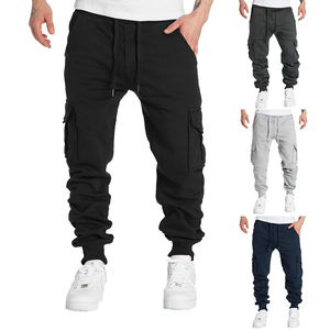 Pantalon de survêtement cargo pour homme à taille élastique avec plusieurs poches, décontracté, tricoté, mi-lourd, respirant, pour l'automne - Product Image 1