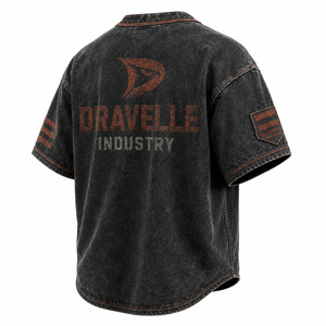 Maillot de baseball Dravelle Industry pour garçons, manches courtes, boutons sur le devant, en polyester délavé, impression de logo, nom d'équipe personnalisé - Product Image 4