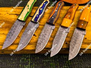 Cuchillo Skinner de Hoja Fija de Acero Damasco Hecho a Mano, Soporte OEM ODM, Personalizable, Directo de Fábrica, Cuchillos de Caza de Espiga Completa y Funda - Product Image 5