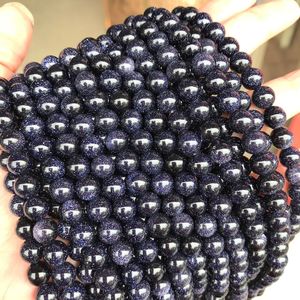 Perles de pierre de grès bleu foncé rondes, certifiées IGI, 2mm 3mm 4mm 6mm 8mm 10mm 12mm 15mm, brin de 15 pouces, pour la fabrication de bijoux, provenant du Rajasthan - Product Image 1