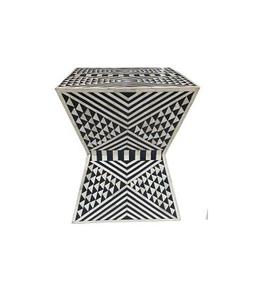 Mesa de Cajones con Incrustaciones de Hueso de ILAHI, con Base de Latón, Diseño Moderno, Detalles de Ágata, Almacenamiento de Tres Niveles, Mueble Portátil para el Hogar - Product Image 4