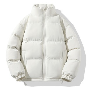 Veste d'hiver matelassée coupe-vent noire pour homme, avec taille ajustable, couleur unie, style décontracté, en polyester. - Product Image 4