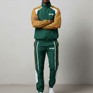 Ensemble veste et pantalon de jogging color block léger de haute qualité, avec logo personnalisé imprimé, fermeture éclair, coupe ample, style hip-hop, survêtement en nylon - Product Image 4