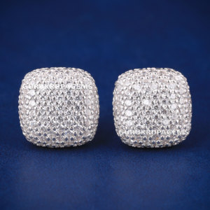 A unique earrings for men and women everyday wear premium look 925 <b>sterling</b> <b>silver</b> D VVS moissanite diamonds cushion shape <b>studs</b> - Product Image 3