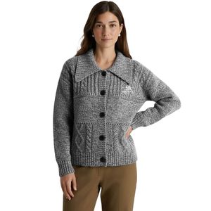 Cárdigan de punto gris para mujer, con botones frontales, tejido de cable, manga larga, cálido y cómodo, estilo casual, top de moda, fabricante mayorista personalizado - Product Image 1