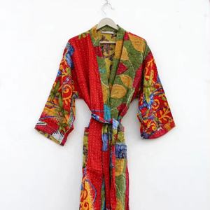 Nueva llegada Kantha Vintage algodón abrigo Kimono chaqueta algodón Multicolor Vintage kantha chaqueta acolchada para mujer - Product Image 1