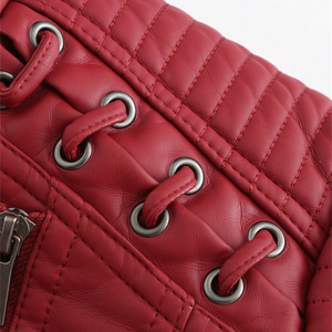 Chaqueta de Motociclista para Mujer, Corte Ajustado, Color Rojo, PU, Invierno, Impermeable, Transpirable, Reversible, Secado Rápido, Detalle de Cordones, Forro de Nailon, 2026 - Product Image 4