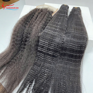 Qualité chaude Double Dessiné 100% Cheveux Bruts Yaki (Kinky) Extensions de Trame Droite Prix Moins Cher Expédition Aujourd'hui! - Product Image 6