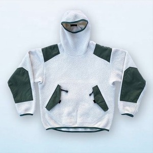 Sudadera con capucha de forro polar grueso y cálido para invierno, con bloques de color, bolsillo personalizado y estilo ninja, venta al por mayor - Product Image 2