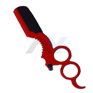 Rasoir droit Barber Cut Red Throat pour la barbe, lame noire, réutilisable, pour le rasage et l'entretien des poils du visage masculins - Product Image 1