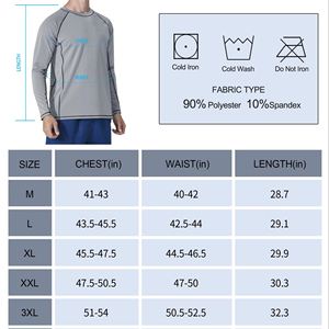 Tallas para hombre hasta 3XL, así podrás encontrar la talla perfecta. Rashguard UPF 50+ UV, traje de baño atlético para entrenamiento, azul personalizado. - Product Image 4