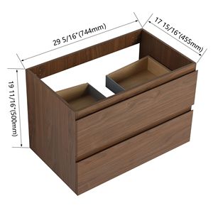 30-Inch <b>Wall</b> <b>Mounted</b> Bathroom Vanity with <b>Cabinet</b> Body Model BVB01930BNO 2 - Product Image 2