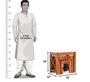 Solid Wood Nesting <b>Table</b> <b>Set</b> of 3 | Space Saving Nested <b>Stools</b> with X-Frame | Wholesale Living Room Furniture - Product Image 2