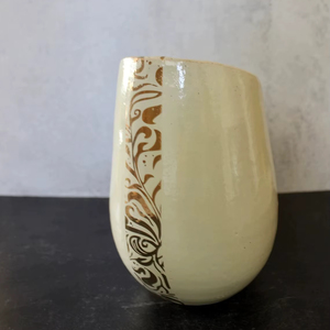 Handcrafted Porcelain Utensil Holder Elegant <b>Etched</b> Design Smooth Glaze Heat Resistant Stable Base Kitchen Counter Organizer - Product Image 4