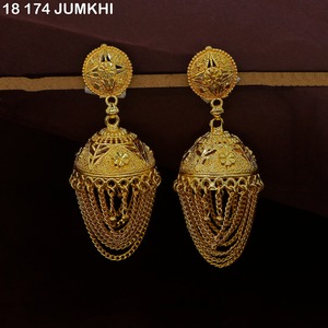gold plated jumkha earrings for women artificial gold Plated jhumka earrings wholesale <b>UK</b> long layered gold plated jhumka - Product Image 5