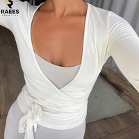 Neu eingetroffen: Bohemian Seiden-Wickeltop für Damen, Glockenärmel, Bindedetail, Crop-Top, Tunika-Kleid in kurzer Länge