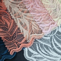 Tissu en dentelle extensible léger à motif de feuilles, 17,5 cm, nylon et élasthanne, bord festonné, vêtements, sous-vêtements, robe, qualité coréenne supérieure