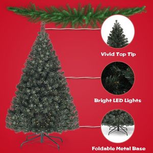 Albero di Natale Artificiale Pre-Illuminato in PVC da 4,5 Piedi con Design Elegante a Cerniera per Esposizione Festiva - Product Image 6