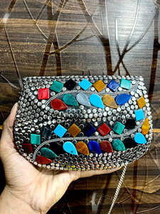 Bolsos de Mano, Bolso de Mano Acrílico, Bolso de Mano de Metal con Madreperla, Bolso de Mosaico, Bolso Indio a Bajo Precio, Artesanías de Resina por CRAFTING CRAFTS - Product Image 3