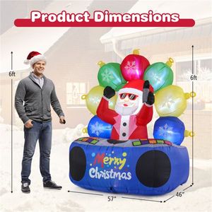 Décorations de jardin gonflables de Noël de 1,80 m pour fêtes en extérieur, avec sphères DJ LED RGB et mode musique silencieuse, installation rapide - Product Image 5