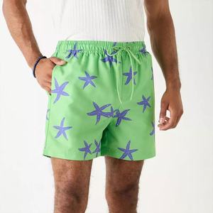 Shorts de bain pour hommes respirants et écologiques de qualité supérieure, personnalisables avec impression numérique sur le devant, en tissu polyester extensible, grandes tailles, vente en gros - Product Image 1