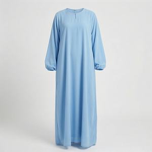 Abaya Islámica de Poliéster con Cuello en V, Manga Larga, Largo hasta el Tobillo, Color Personalizado para Ramadán, Abaya Abierta de Lujo para Mujeres Musulmanas, Vestido Modesto - Product Image 1
