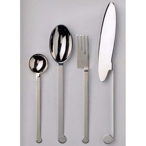 Ensemble de couverts en acier inoxydable 201 argenté, personnalisable avec logo, écologique, compatible lave-vaisselle, avec poignée au design unique et fait main, vente en gros - Product Image 1