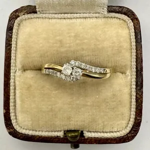 Cut Real Moissanite Twist Design Vintage Engagement <b>Ring</b> Sterling <b>Silver</b> 14K Yellow Gold Plated Women Wedding <b>Ring</b> TISHYA - Product Image 1