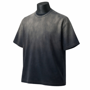 T-shirt Homme Oversize Personnalisé Effet Délavé Vintage Dégradé Streetwear Coton Manches Courtes Décontracté Mode Uni OEM - Product Image 2