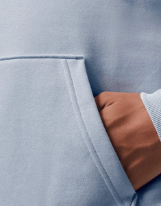 Sweat à capuche oversize pour homme, bleu clair uni, en molleton de coton, style streetwear décontracté, avec poche kangourou, manches longues - Product Image 5