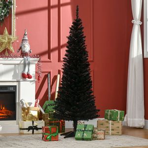 Albero di Natale Sottile a Forma di Matita con 294 Punte Realistiche, Albero Artificiale con Supporto in Plastica Nero - Product Image 2