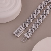 Bracelet en or massif 14 carats avec moissanite noire et blanche, style cubain, serti de pierres, bicolore, hip-hop, luxe, pour homme, Satani Brothers